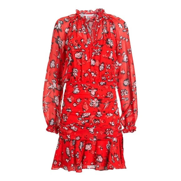 VERONICA BEARD Alena Ruched Floral Dress (D4) - Picture 2 of 11